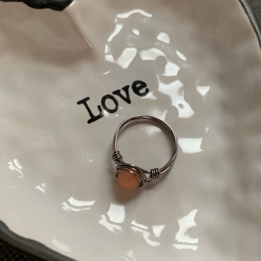 Pink Aventurine Wire Ring